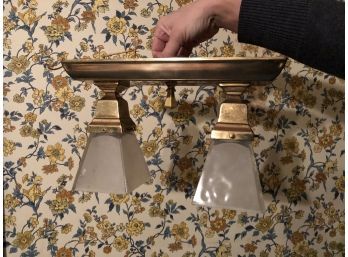 Lovely Brass Fixture Square Glass Shades 13x8x4