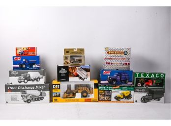 Assorted Collection Of 12 Replica Trucks And Construction Vehicles