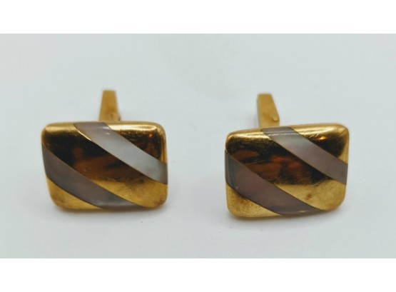 Gold And Mother Of Pearl Cuff Links 18kt