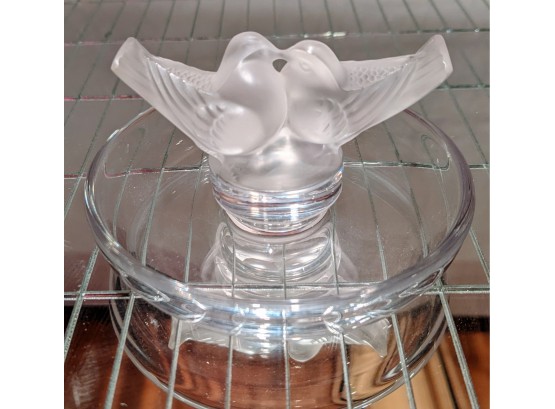 Delicate Lalique Doves Kissing  A Perfect Jewelry Holder, Made In France