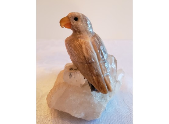 Pretty Stone Bird Pirched On Crystal Rock