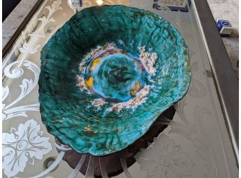 Beautiful Vibrantly Colored Hand Enameled Ceramic Platter