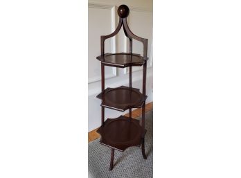 Antique Three Tiered Mahogany English Pastry Stand