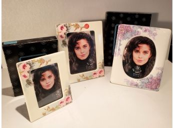 3 Floral Ceramic Picture Frames - 2 In Original Box