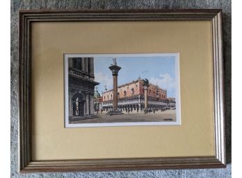 Signed Painting Of Italian Piazza By Casari