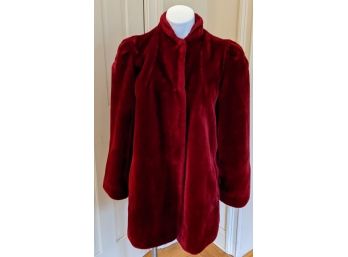 A Rich Red, Vintage Mounton Fur Coat By Sasson Borgazia  A Truly Sensous Bodywarmer