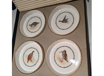 4 Royal Worcester Hand Painted, Bone China Bird Coasters