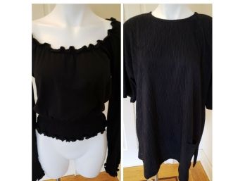 DKNY Black Shirt, Size L And Anne Klein Long Shirt, Size M