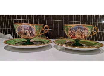 Antique Coalport Porcelain, Hand Painted Themes Of  Napoleon's Inaugeration/Battle Of Waterloo Tea Cup