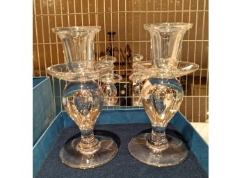 Gorgeous St. Louis France Crystal Candle Holders In Original Box