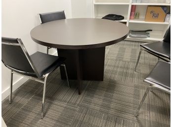 Espresso Color Round Conference Table- One Of Two For Sale