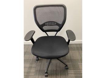 Two Black Desk Chairs With Mesh Back