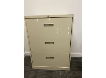 Three Drawer Beige Lateral File Cabinet