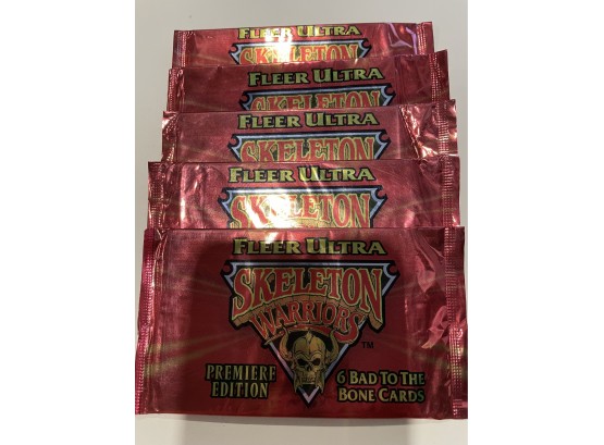 5 - 1995 Fleer Ultra Skeleton Warriors Trading Cards Glow Animation Premiere Edition 6 Card Pack   5 Pack Lot