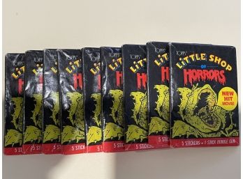 9 - 1986 Topps Little Shop Of Horrors Sticker Cards.    5 Cards Per Pack     Lot Is For 9 Packs