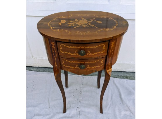Antique Louis XV Style Bedside Table - With Two Drawers - The Design Incorporates Three Different Color Stains
