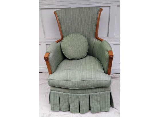 MCM Nicely Curved Upholstered Chair With Pleated Ruffles - The Style Is Very Hard To Find!