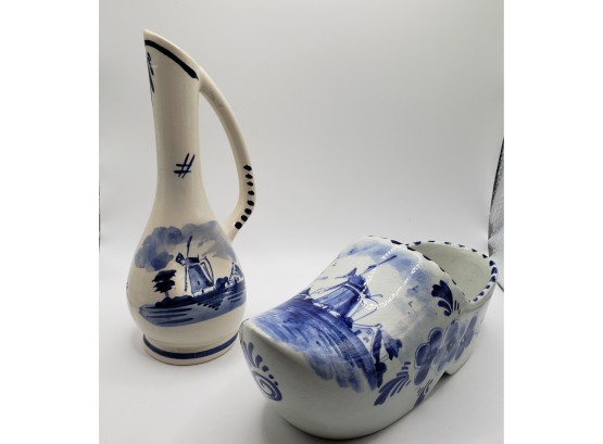 Delft Dutch Shoe And Small Pitcher