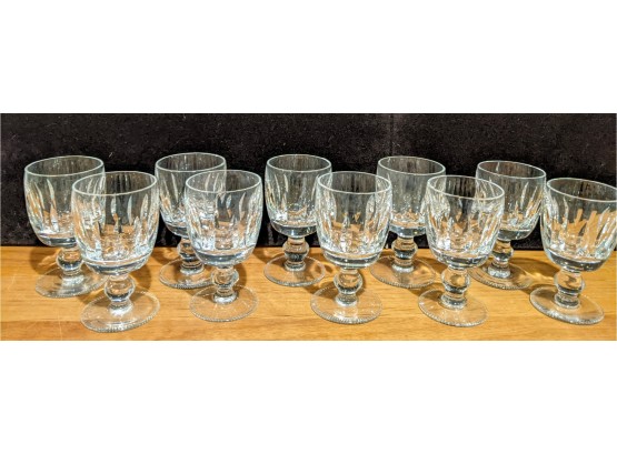 11 Crystal Cordial Glasses - Attributed To Waterford But Unmarked.  Very High Quality