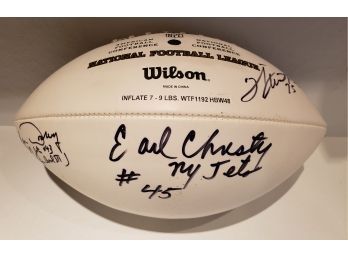 SIGNED FOOTBALL - OF JETS PALYES - EARL CHRISTY #45 (played In Super Bowl III)  Jim Dooley ??