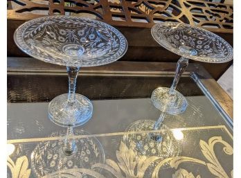 Beautiful Etched Crystal Antique Candy Dishes