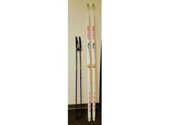 Salomon Crown Air Tec Fischer Fibre Crown Skis With Leki Poles TS 40 Series