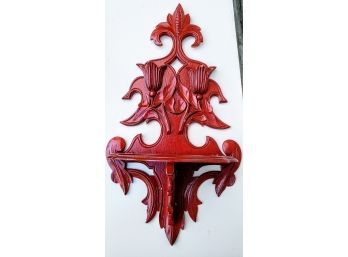 One Hard To Find Asian Red Wall Hanging Shelf - Vintage