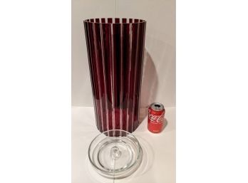 Extra Tall Vintage Ruby Glass Candle Holder