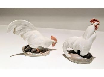 2 Royal Worcester Small Porcelain Chickens 'waxwing'