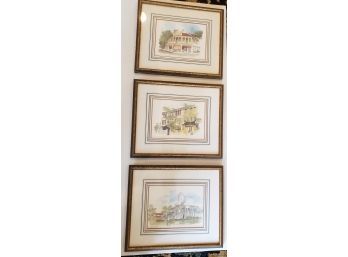 3 Watercolors Of Singapore Buildings/houses Signed By Graham Byfield