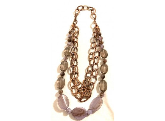 Metal Link And Smoked Purple Hue Convertible Necklace