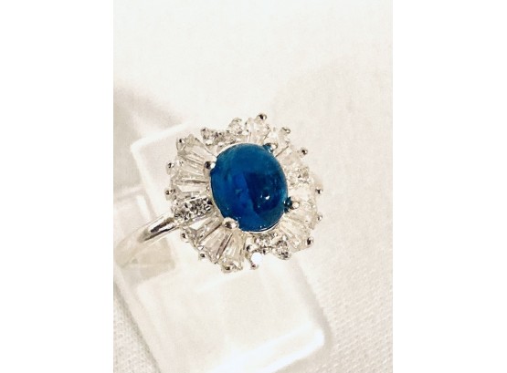 Stunning Genuine Blue Apatite Set In 925 Sterling Silver - Size 6
