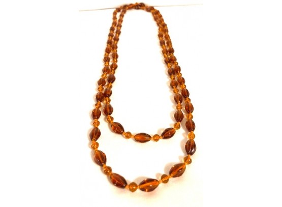 Vintage Amber Glass Bead Flapper-style Necklace