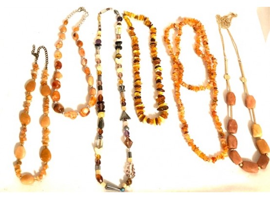 Grouping Of Amber And Citrine-tone Jewelry