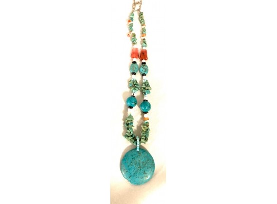 Natural Turquoise And Bead Necklace