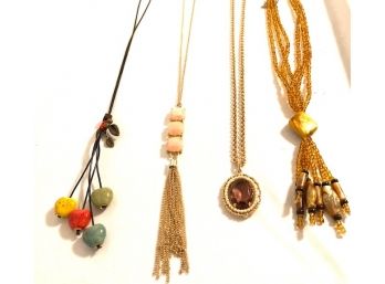 Collection Of Four Long Pendant Necklaces