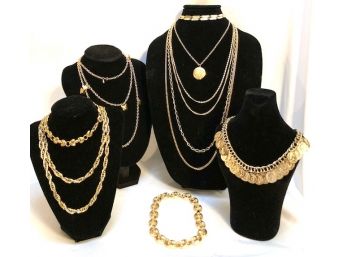 Collection Of Gold Tone Jewelry - 7 Pieces