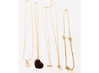 Collection Of Five Gold Tone Ladies Necklaces