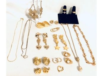 Large Gold Tone Jewelry Grouping - 18 Pieces