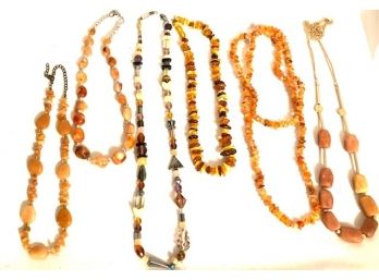 Grouping Of Amber And Citrine-tone Jewelry