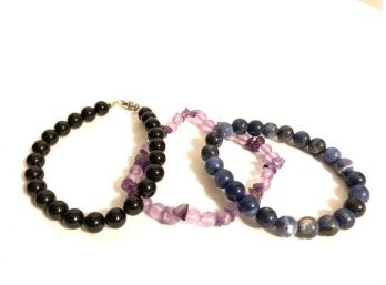 Three Natural Stone Bead Bracelets