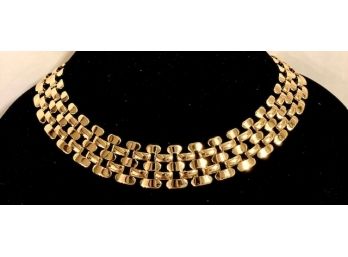 Gold Tone Watchband-style Wreath Necklace