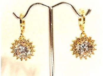 Sensational Gold-tone And Cubic Zirconia Drop Earrings