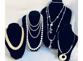 Six-piece Light-tone/White Necklace Grouping