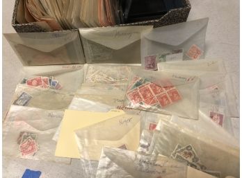 Collection Of Hundreds Of Nigerian And Norwegian Stamps In A Box