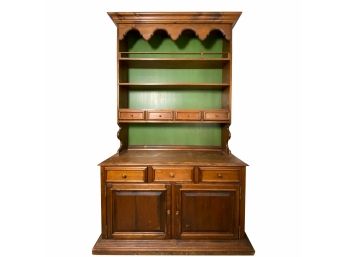Open Front Pine Storage Hutch With Plate Rails