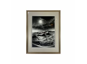Night On A Rough Sea - Framed  Matted Behind Glass Photograph - Signed Neil C Parot