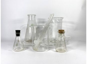 Vintage PYREX Laboratory - Apothecary Beakers And Lab Glassware