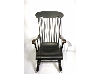 Antique Black Spindle Back Rocking Chair For Repair