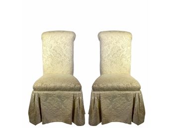 Pair -upholstered Chairs On Casters For Recovering*